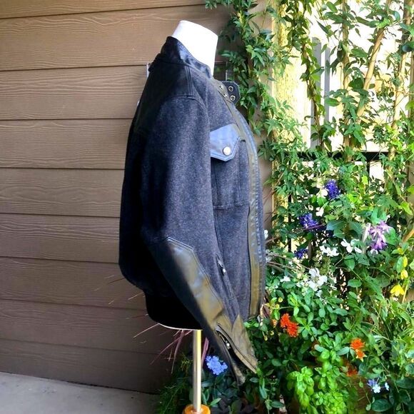 - NWOT Roland Sands Designer Men’s Wool/Leather Biker Jacket - Picture 2 of 16